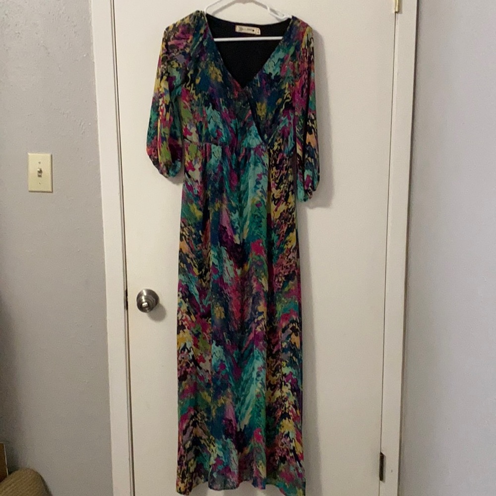 Iridescent rainbow multicolor maxi dress size medium